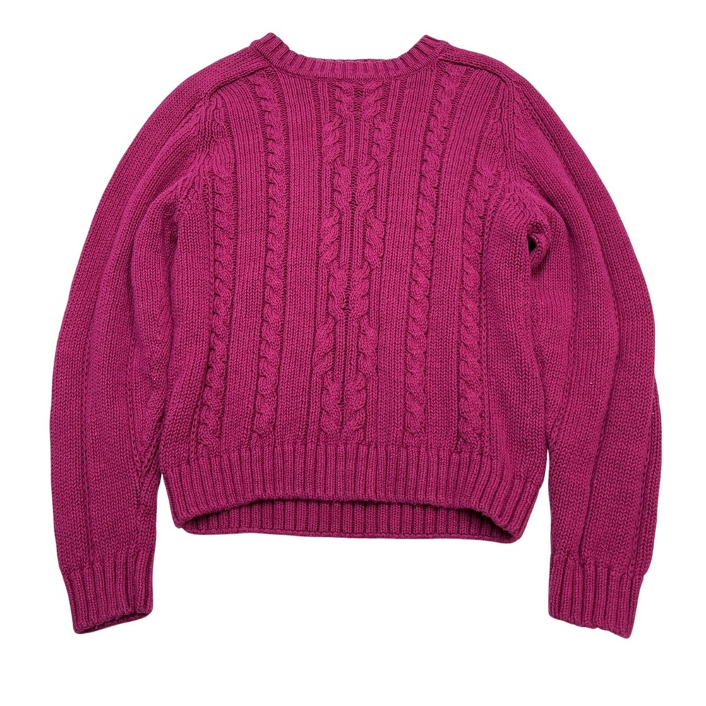 Vintage American Weekend Sweater Womens S Purple Cable‎ Knit Ramie Cotton Blend